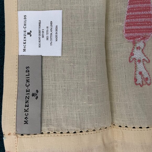 Winter Sale!! MacKenzie Childs Tea Towel "Egg Hunt" - Picture 4 of 4